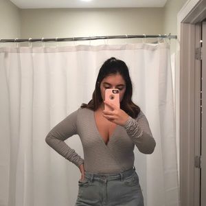 Striped long sleeve bodysuit